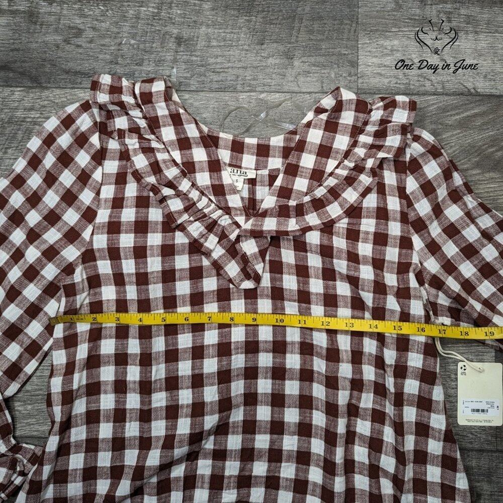 A.n.a Ruffle Collar Long Sleeve Top Size S - Picture 3 of 5